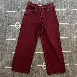 TOPSHOP Wine Red Wide Leg Ankle Jeans - sz 26